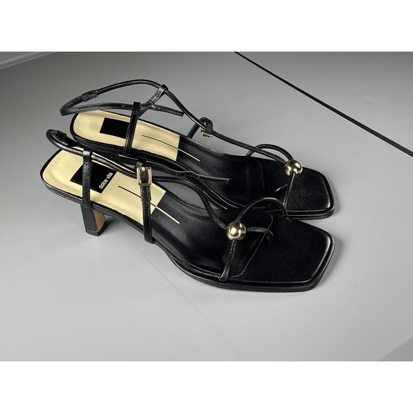 Dolce Vita Shoes Womens Size 8.5 Black Sandals Slingback Square Toe Kitten Heels - Picture 1 of 5